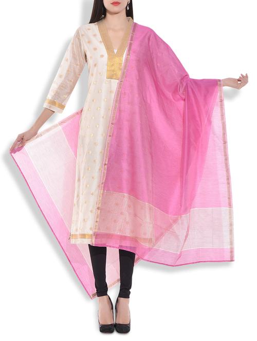 tagaai onion pink chanderi silk stole - 9781219 - Very Small Image - 1