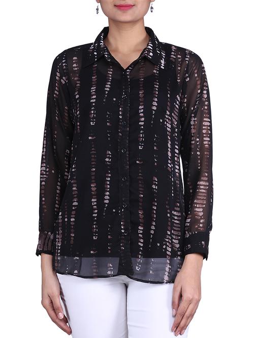 BLACK GEORGETTE shirt - 9781899 - Very Small Image - 1