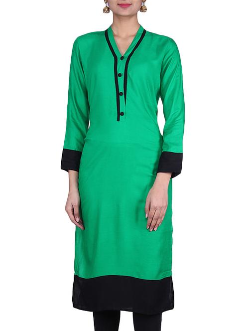 green rayon straight kurta - 9781922 - Very Small Image - 1