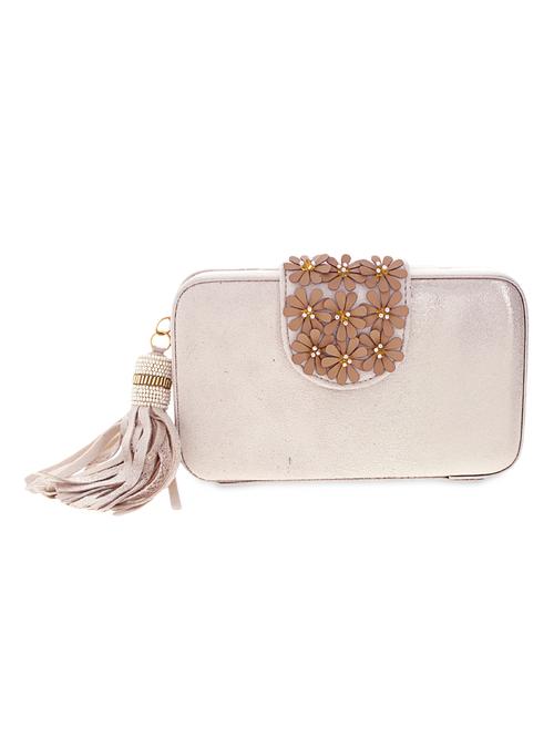 shimmery white floral embellished clutch - 9783984 - Very Small Image - 1