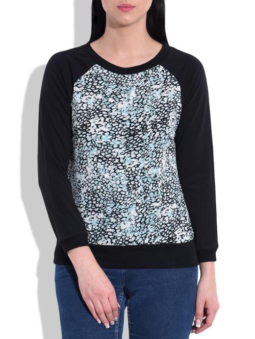 printed cotton & crepe top - 9784100 - Very Small Image - 1