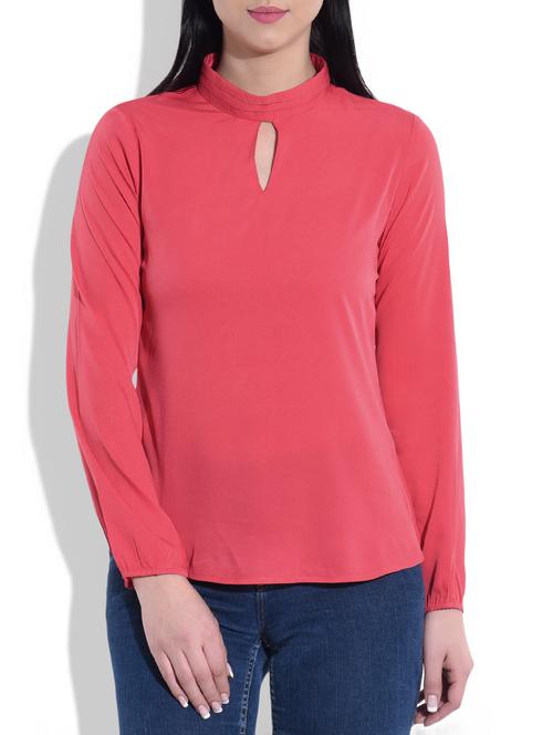key hole neck crepe top - 9784113 - Very Small Image - 1