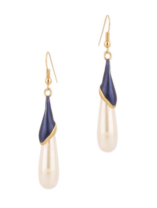 Pair Of Dangler Earrings With Enamel Work And Pearls - 978859 - Very Small Image - 1