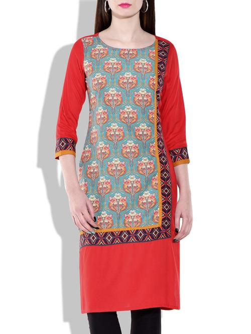 multicolor rayon, poly crepe printed kurta - 9790594 - Very Small Image - 1