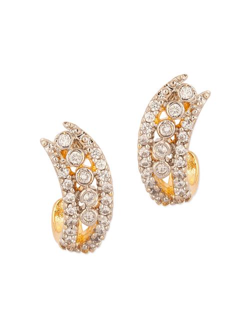 Gold Plated Pair Of Studs Embellished With Cz Stones - 979111 - Very Small Image - 1