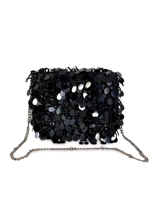 Black Cotton Sequin Work Sling Bag - 9791131 - Very Small Image - 1