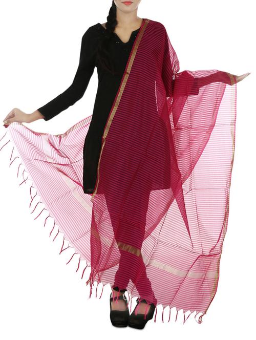 pink art silk zari bordered dupatta - 9793302 - Very Small Image - 1