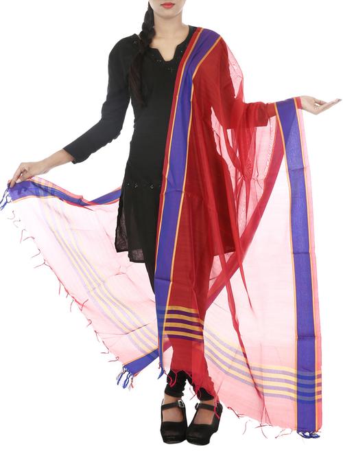 red art silk zari bordered dupatta - 9793330 - Very Small Image - 1