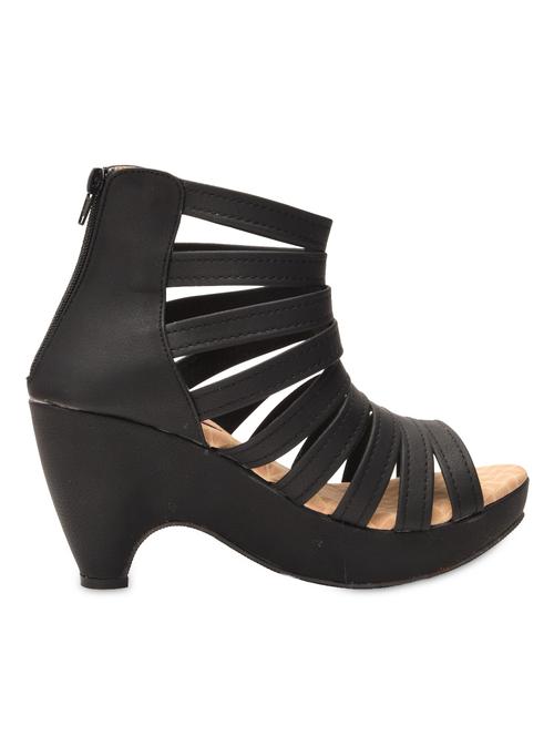 black leatherette wedges - 9794132 - Very Small Image - 1