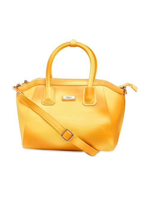 yellow leatherette structured handbag with sling - 9811397 - Very Small Image - 1