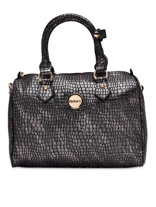 black leatherette textured handbag with sling - 9811420 - Very Small Image - 1