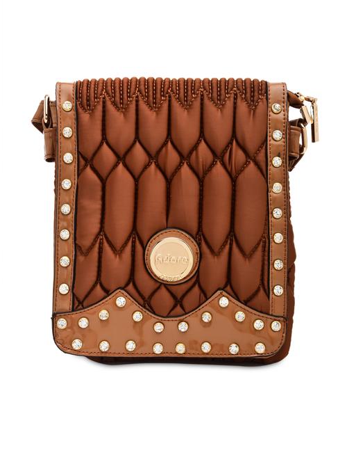 brown polyester quilted sling bag - 9811431 - Very Small Image - 1