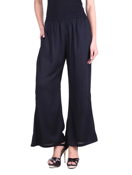 solid black rayon palazzos - 9811680 - Very Small Image - 1
