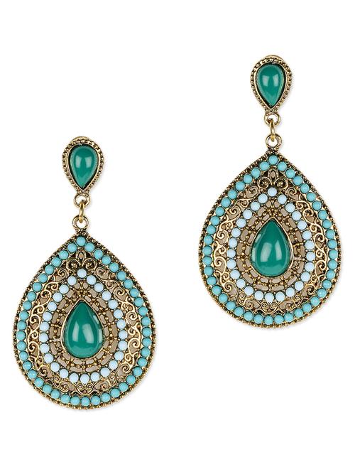 turq,sea green brass earring - 9813091 - Very Small Image - 1