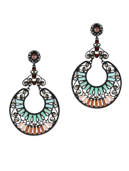 black,turq brass earring - 9813106 - Very Small Image - 1