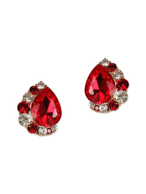 red colored studs, embellished with stone work - 9813398 - Very Small Image - 1