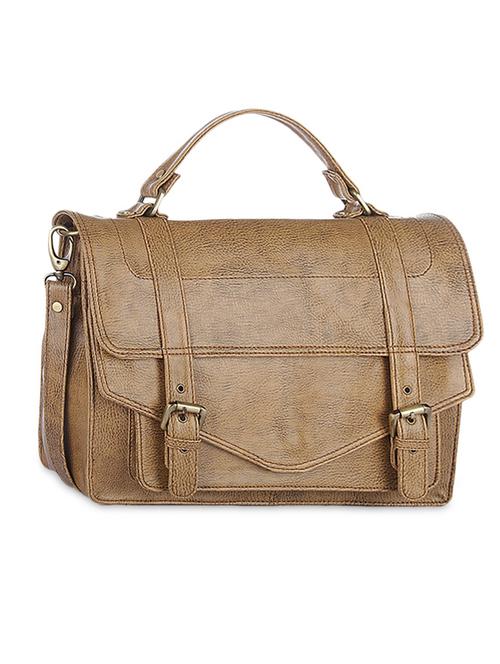 tan leatherette satchel bag - 9816970 - Very Small Image - 1