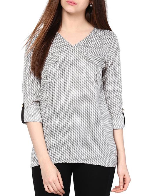 printed top with roll up sleeves - 981715 - Very Small Image - 1