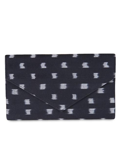 ikkat self black fabric clutch - 9817167 - Very Small Image - 1