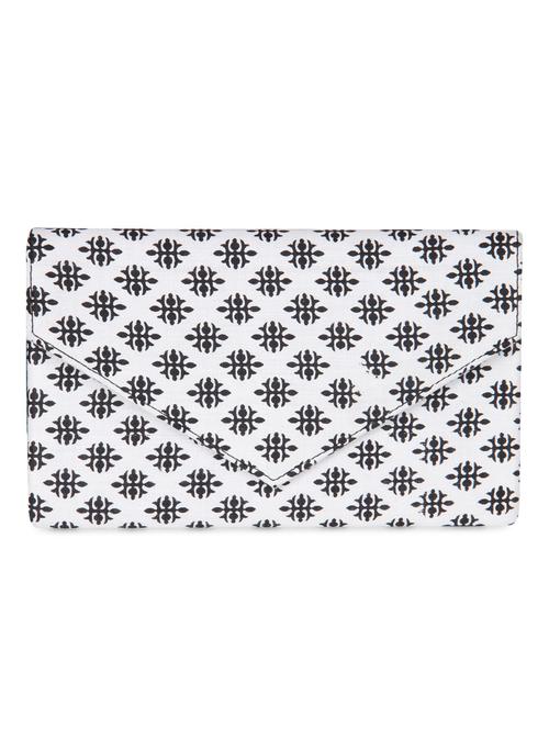 white black flowers fabric clutch - 9817170 - Very Small Image - 1