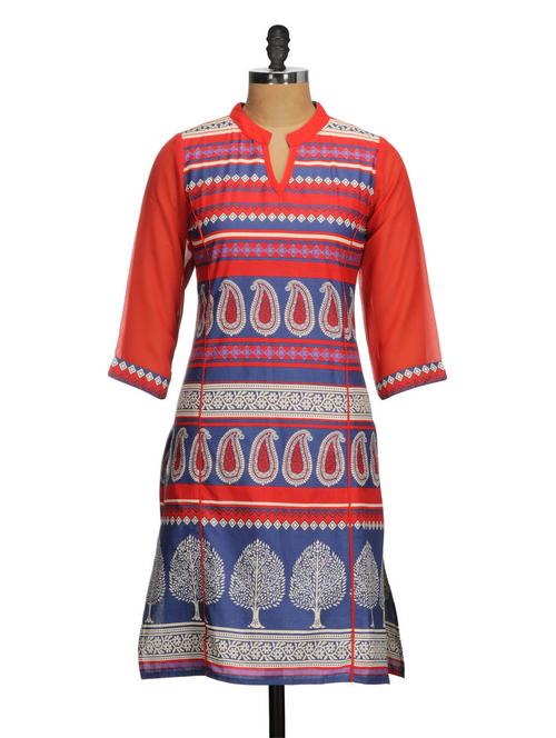 multi georgette paisley printed kurta - 981781 - Very Small Image - 1