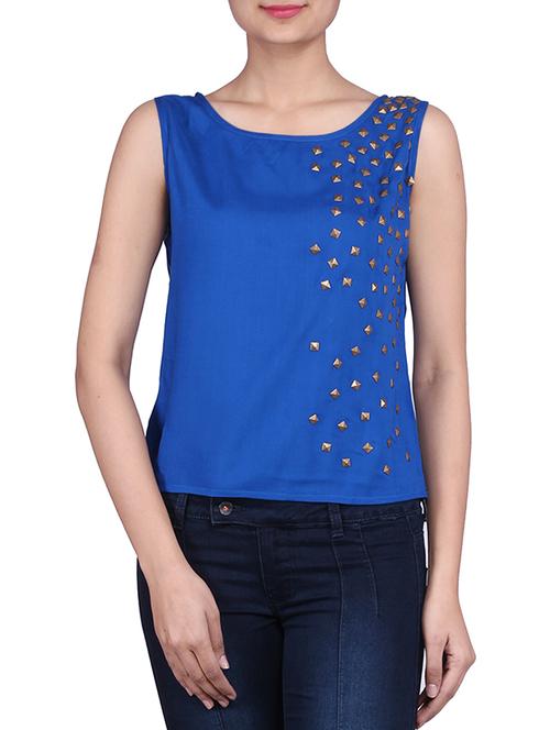 blue rayon fabric top - 9818375 - Very Small Image - 1