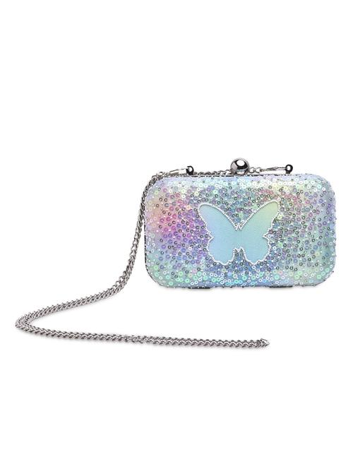 Light blue sequined butterfly inspired clutch - 9819428 - Very Small Image - 1