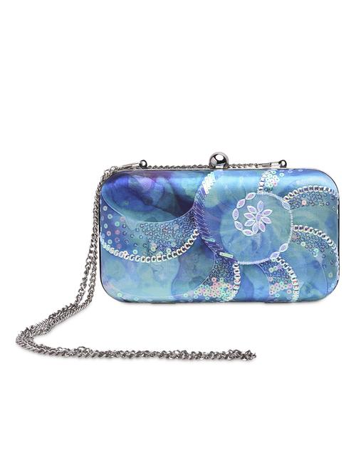 blue printed and sequined under-sea inspired clutch - 9819430 - Very Small Image - 1