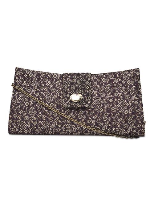 Purple floral and foliage brocade clutch - 9819435 - Very Small Image - 1