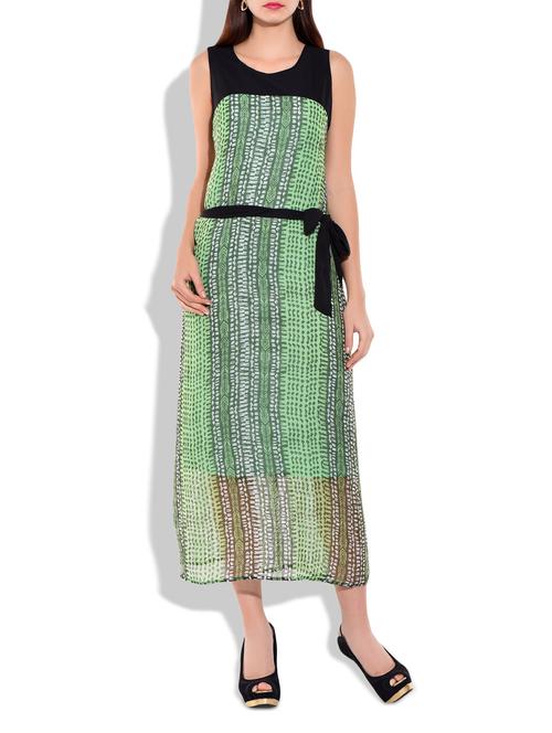 tie up waist printed dress - 9820313 - Very Small Image - 1