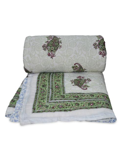 rajcrafts whit block print double bed cotton quilts - 9820611 - Very Small Image - 1