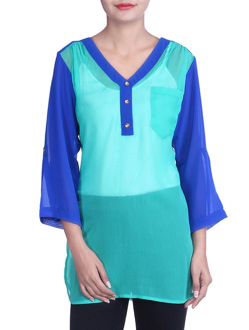 green georgette top - 9820676 - Very Small Image - 1