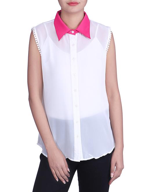 white georgette top - 9820684 - Very Small Image - 1