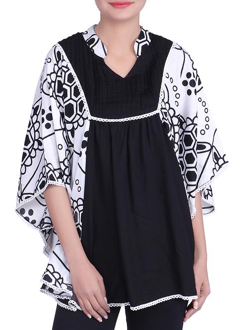 black and white rayon printed top - 9820697 - Very Small Image - 1
