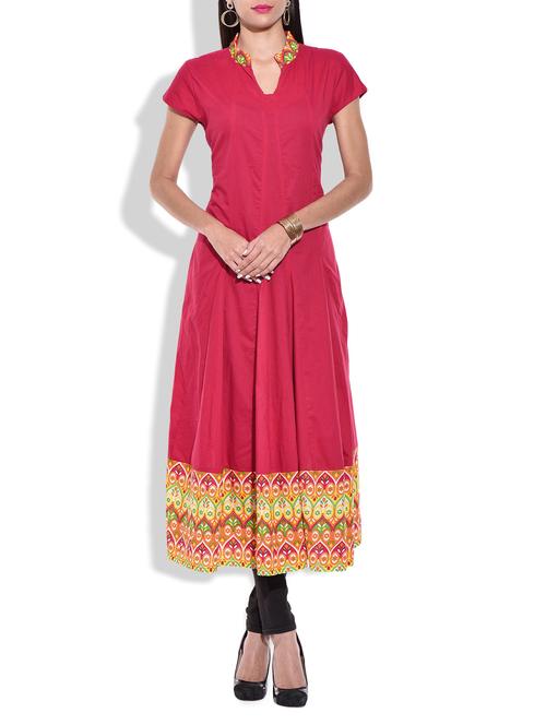 pink cotton kurta - 9820981 - Very Small Image - 1