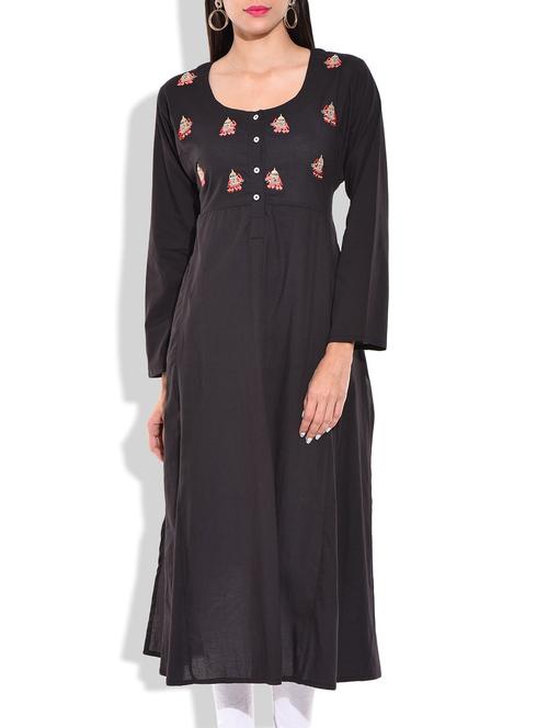 black cotton kurta - 9820986 - Very Small Image - 1