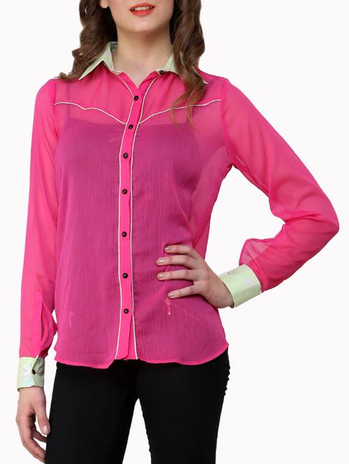 pink georgette shirt - 9821969 - Very Small Image - 1