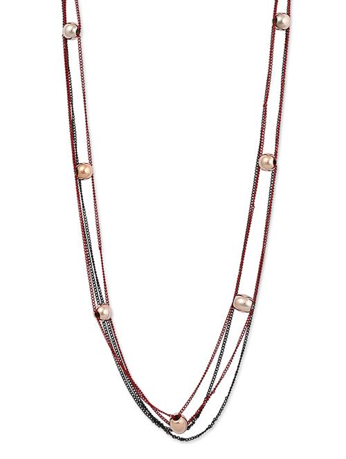 multicolored metal alloy & pearl neckpiece - 982301 - Very Small Image - 1