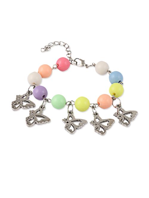 silver bracelet with multi balls silver butterfly charms - 982362 - Very Small Image - 1