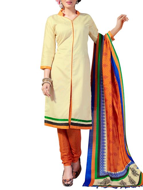 beige banglori silk unstitched dress material. - 9826881 - Very Small Image - 1