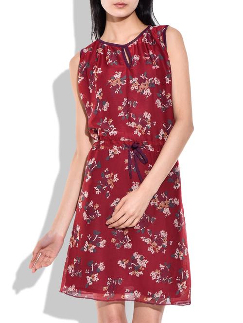 red color printed georgette dress - 9829145 - Very Small Image - 1