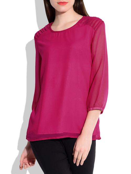 pink color pin tuck georgette top - 9829159 - Very Small Image - 1
