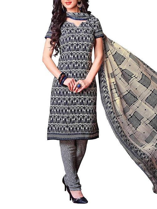 blue crepe printed unstitch dress material - 9835862 - Very Small Image - 1