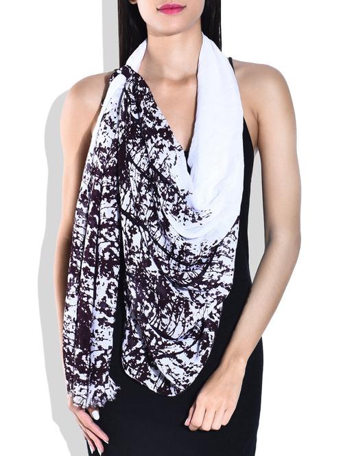 white, brown viscose scarves - 9838204 - Very Small Image - 1