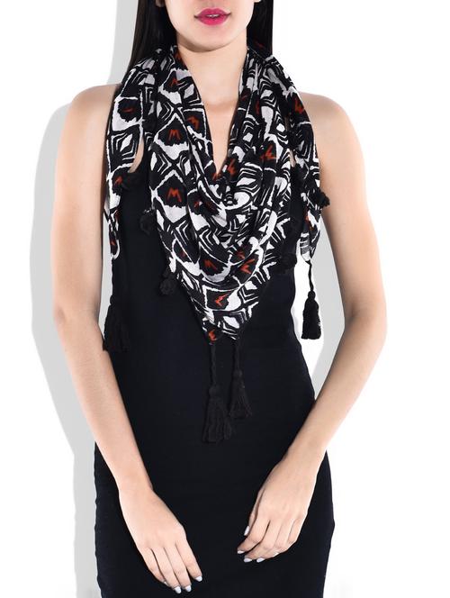 black, beige, red polyester scarves - 9838209 - Very Small Image - 1