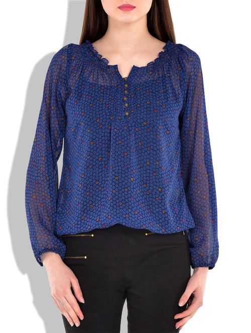 royalblue georgette top - 9839071 - Very Small Image - 1