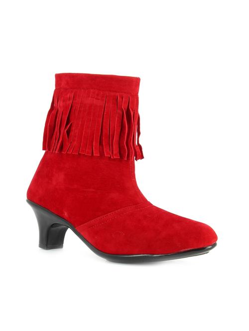 red plain synthetic leather boots - 9839821 - Very Small Image - 1