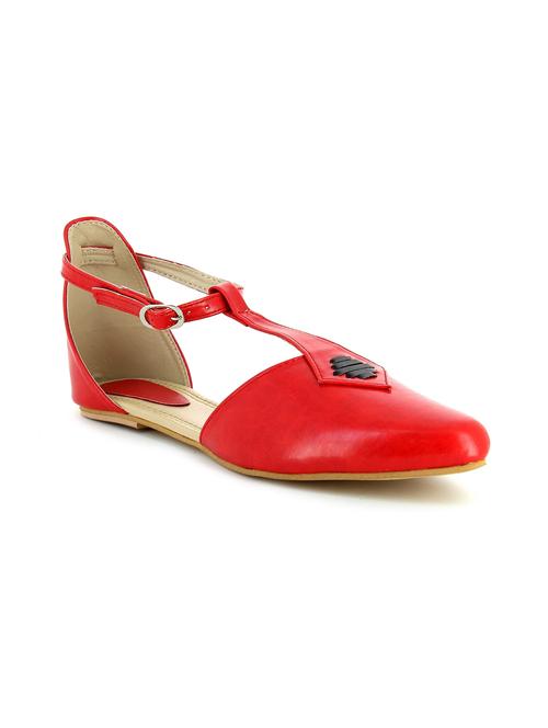 red plain synthetic leather sandals - 9839864 - Very Small Image - 1
