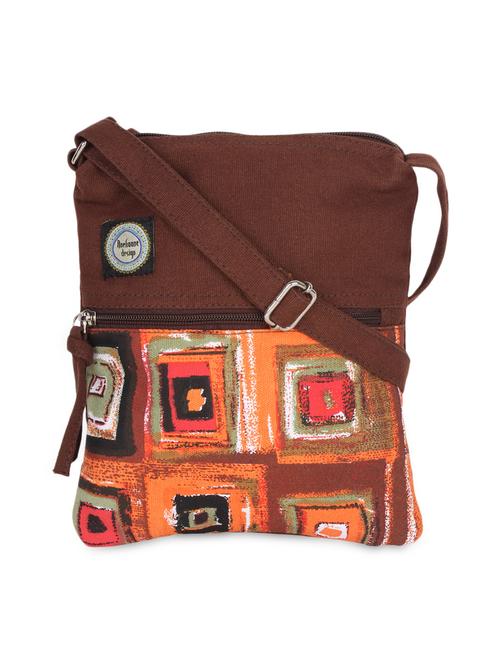 brown printed canvas bag - 9840831 - Very Small Image - 1