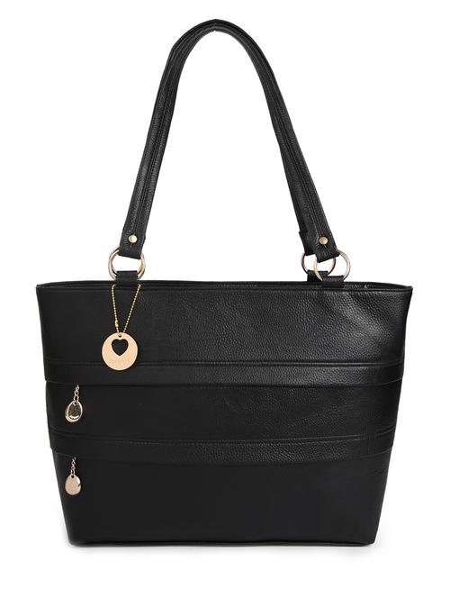 Solid black faux leather handbag - 9841117 - Very Small Image - 1